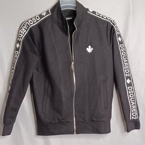 Dsquared2 Full Zip Track Jacket Mens Medium Black Logo Tape Maple Made Italy